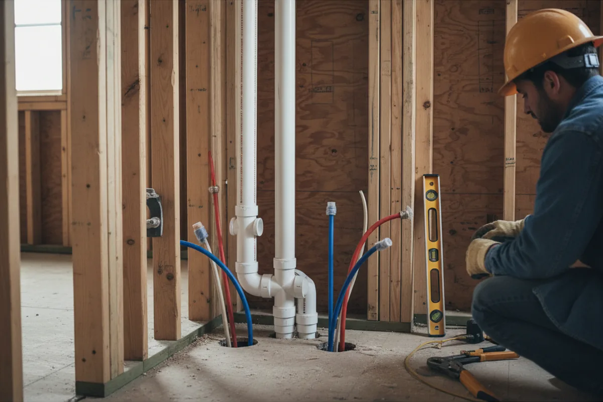 Drain and supply rough-in during Drain Cleaning in Villas