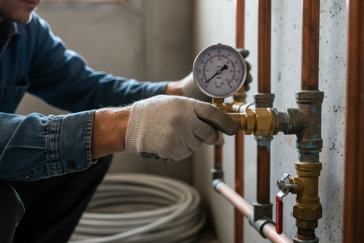Pressure testing a repaired line during Water Line Repair in Villas